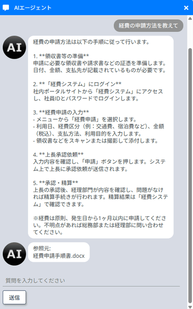 作成アプリ例(生成AI搭載QAチャット)