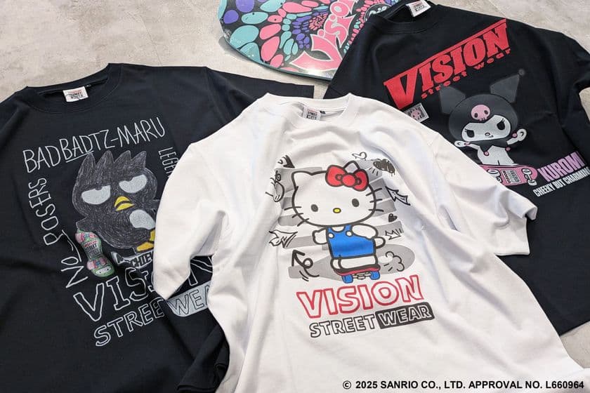 ハローキティ、クロミ、バッドばつ丸とストリートブランド
「VISION STREET WEAR」のコラボTシャツが登場！
Ha-Li-C STOREで5月21日(水)販売開始