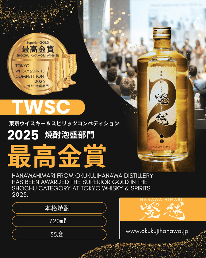 奥久慈塙蒸留所、
アジア最大級の酒類品評会『TWSC 2025』でW受賞！