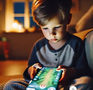 目を酷使：スマホゲーム イメージ