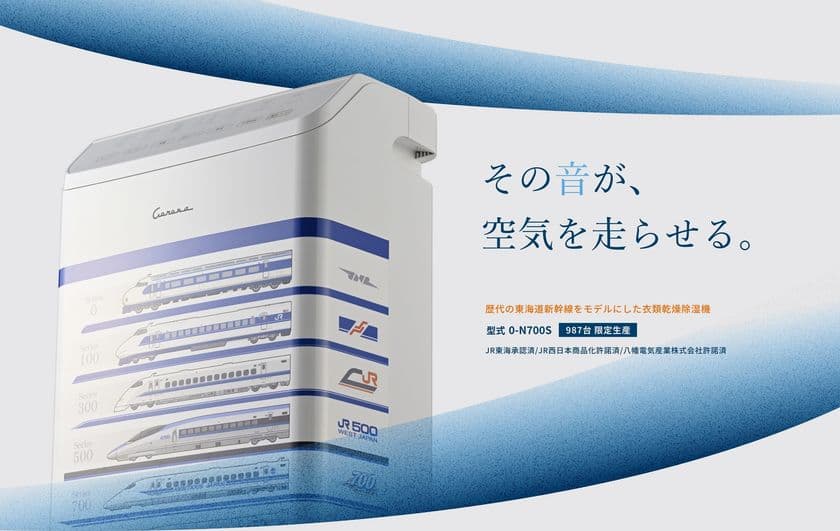 その音が、空気を走らせる。
初代0系オルゴール音源「鉄道唱歌」を搭載！
衣類乾燥除湿機「東海道新幹線」モデル 出発よし！
JR東海リテイリング・プラスとコロナが初コラボ商品