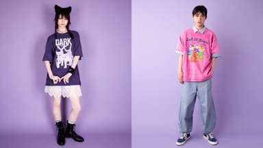 左)Tシャツ 12&#44;100円 バブーシュカ 7&#44;700円 スカート 19&#44;800円 右)Tシャツ 12&#44;100円 (全て税込み)