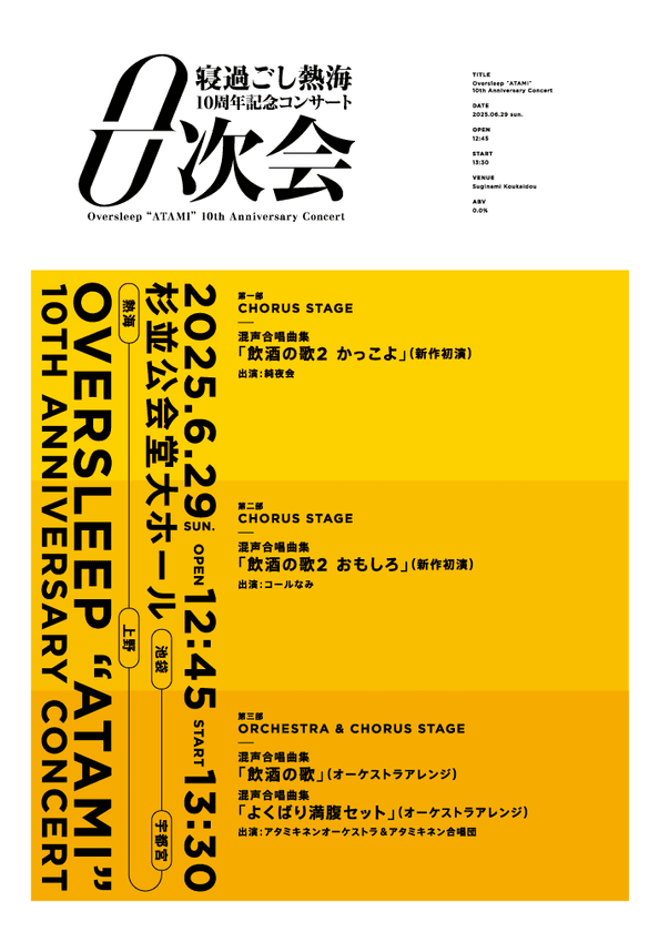 酒と音楽の祝祭！「寝過ごし熱海10周年記念コンサート-0次会-」
2025年6月29(日)開催！