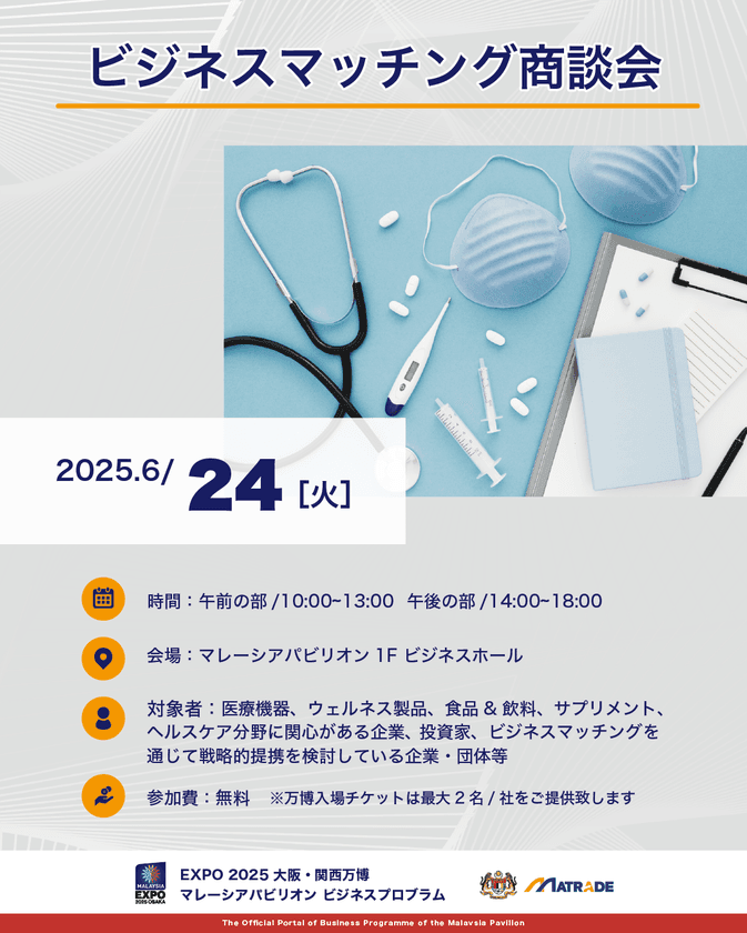 EXPO 2025 大阪・関西万博 
マレーシアパビリオンビジネスプログラム
【11週目(6/23～27)　商談会・セミナーの開催】