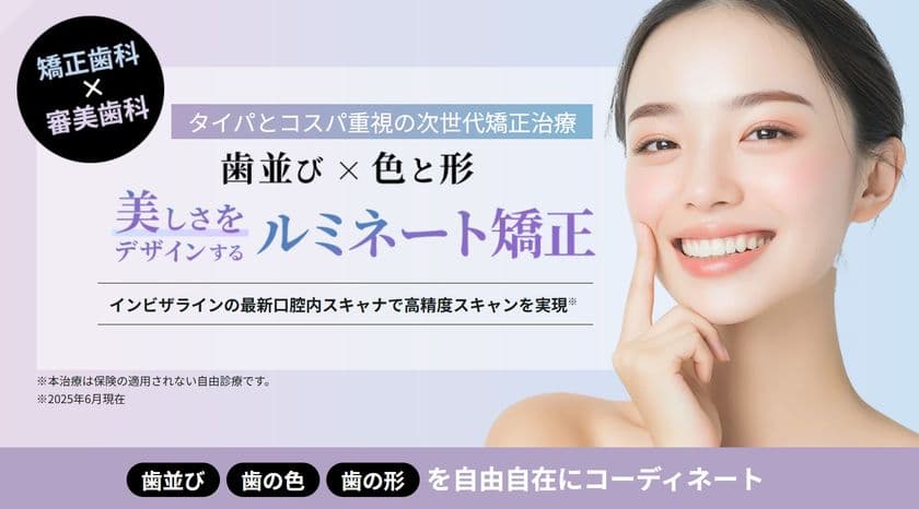 AI技術を取り入れた革新的な矯正歯科治療　
矯正(歯並び)と審美(色・形)を組み合わせた
「ルミネート矯正」提供開始