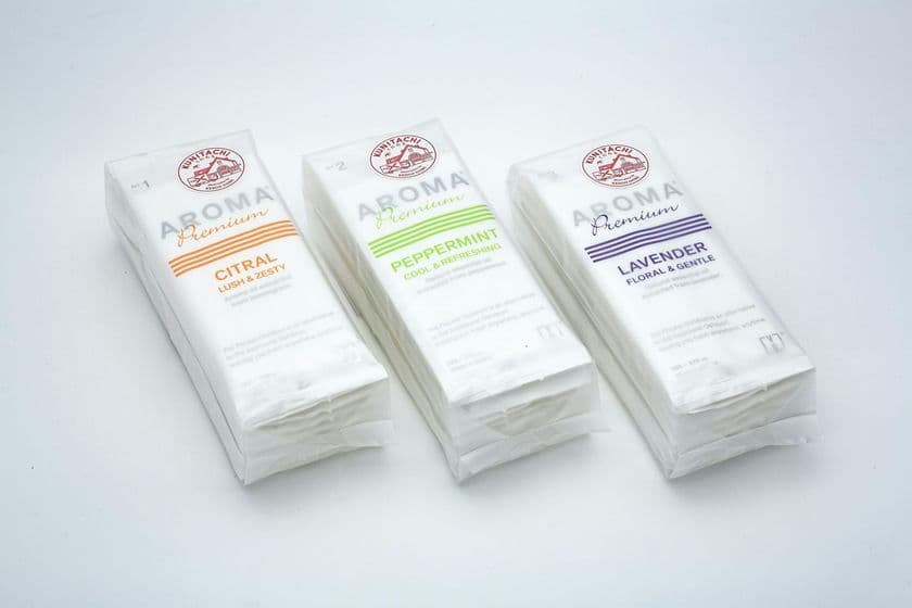 イラストレーター・五味健悟とのコラボおしぼり
『AROMA Premium』旧国立駅舎 まち案内所で販売開始！