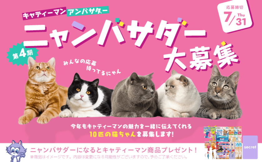 あなたの愛猫がキャティーマンの顔に！
7月18日から「第4期ニャンバサダー」大募集開始