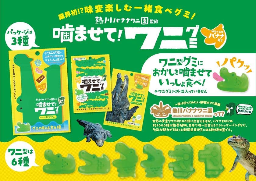 熱川バナナワニ園監修“味変”が楽しめる新感覚のお菓子
『噛ませて！ワニグミ　味変の王様バナナあじ』を8月1日に発売