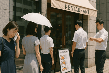 猛暑の中のランチ、並ばずすぐに食べたい
