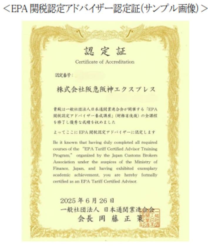 より高品質な通関サービスの提供が可能に
6名の通関士が
EPA関税認定アドバイザーとして認定されました
貿易協定に関するコンサルティングチーム
「通関シンクタンク」の体制強化