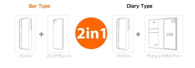 ダイアリータイプとバータイプの2WAY