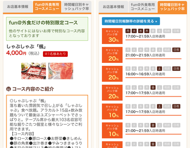 店舗毎の専用コース・報酬率