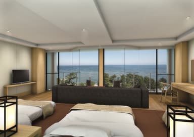 トリプルルームから眺める琵琶湖の景色