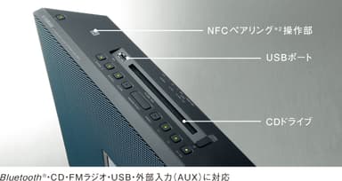Bluetooth(R)・CD・FMラジオ・USB・外部入力(AUX)に対応
