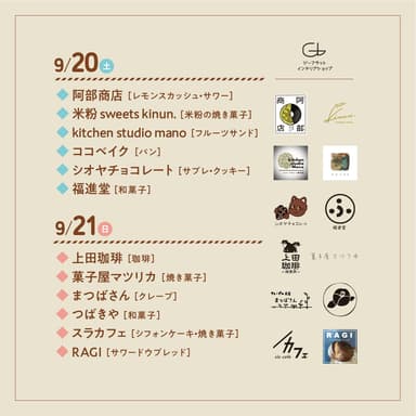 2日間出店者一覧