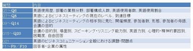 アンケート調査項目