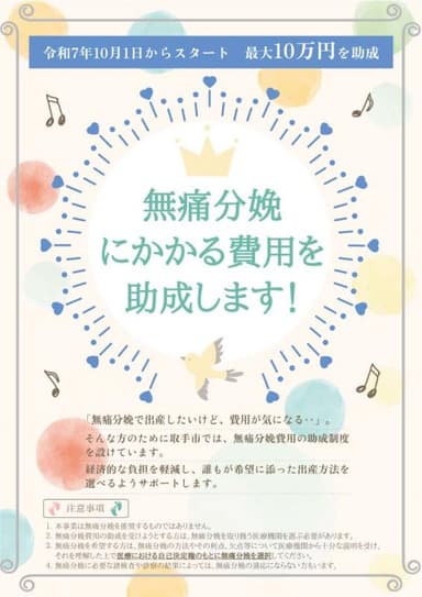 取手市無痛分娩費用助成チラシ