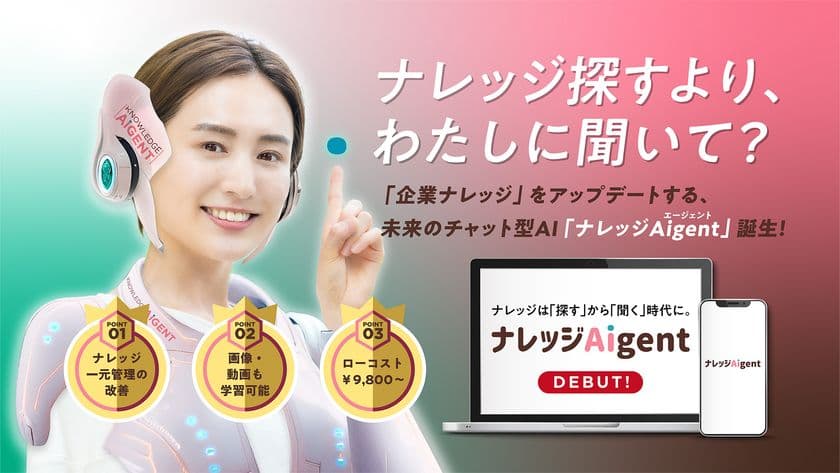 FAQ登録ゼロで始める“未来型AIチャット”
企業ナレッジ活用の常識を覆す「ナレッジAigent」が誕生