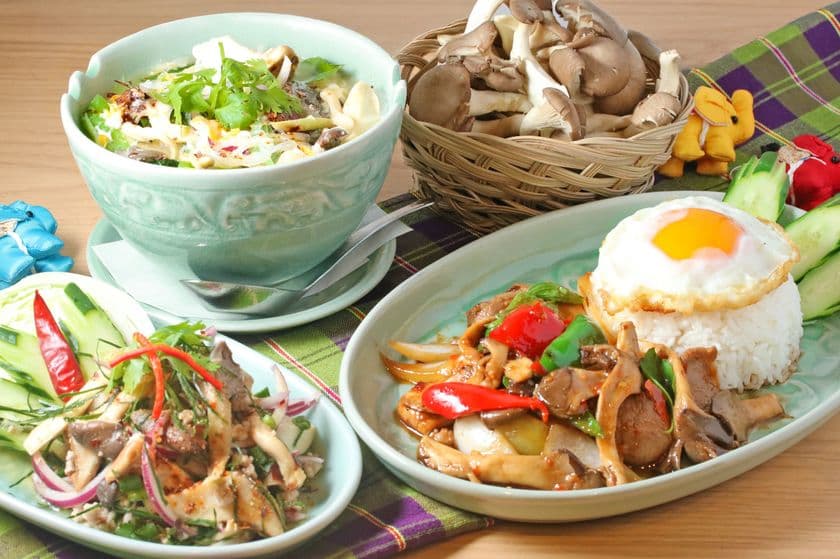 秋の味覚×本格タイ料理！SUU・SUU・CHAIYOOに
「霜降りひらたけ」を贅沢に使用したメニューが期間限定で登場