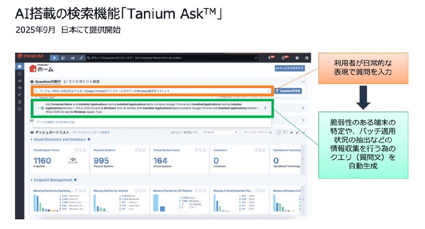 タニウム、AI搭載の検索機能「Tanium Ask」を提供開始