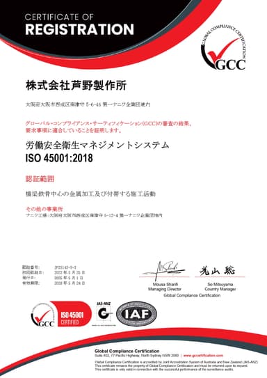 ISO認証　45001