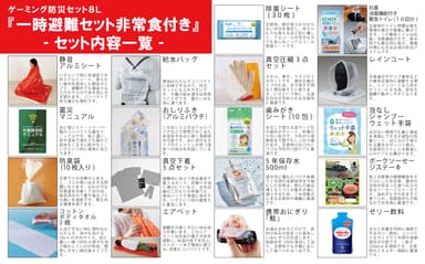『一時避難セット非常食付き』セット内容