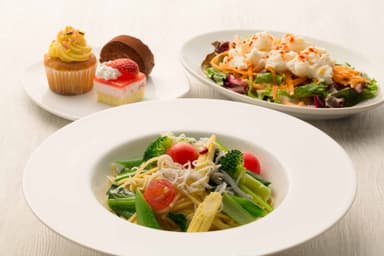 シラスといろいろ野菜のペペロンチーノ