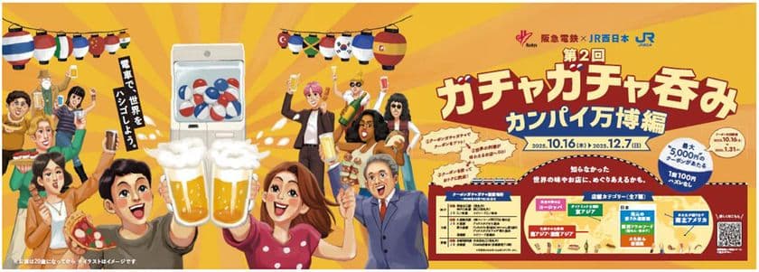 阪急電鉄×JR西日本 共同企画 「第2回」
「ガチャガチャ呑み カンパイ万博編」を開催します！