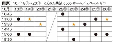 東京公演スケジュール