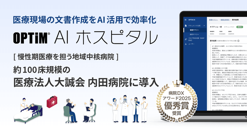 慢性期病院初、病院向け生成AI搭載サービス　
「OPTiM AI ホスピタル」を医療法人大誠会 内田病院で導入