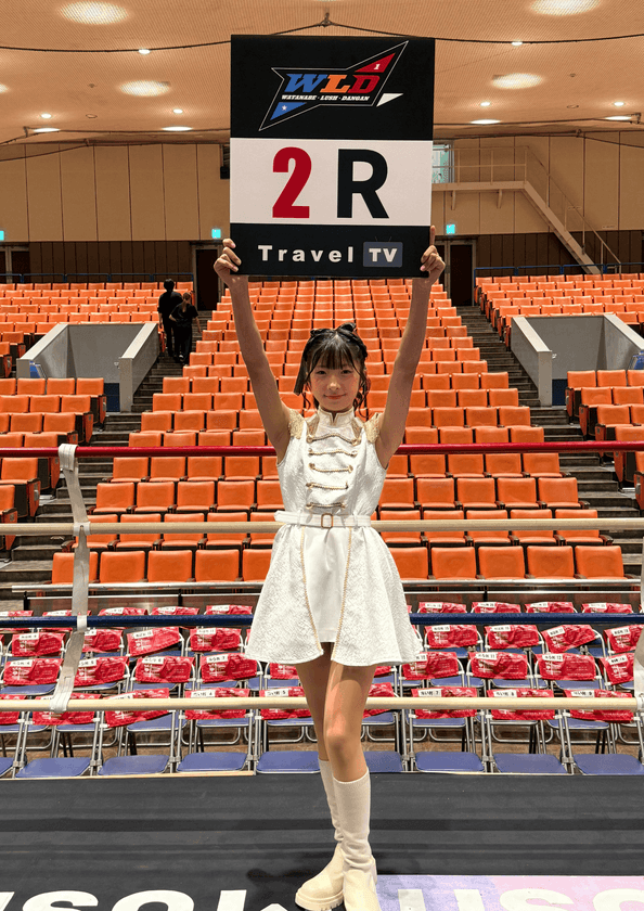 現役中学2年生・MIUさん(13歳)が
史上最年少ラウンドガールとして再び登場！
「WLD Vol.4」後楽園ホールで堂々のパフォーマンス