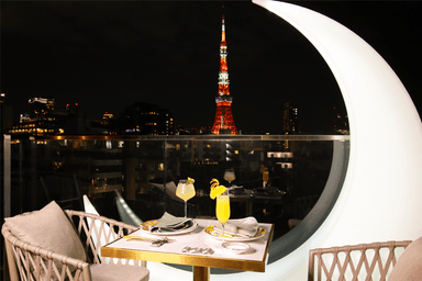 テラス席からの東京タワーの景色