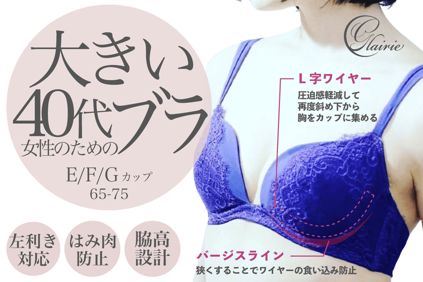 「合う下着がない」と悩む40代女性へ。
Eカップ以上専用、日本製ランジェリー　
『glairie(グレイリー)』がCAMPFIREで先行販売開始。