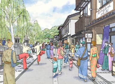 そぞろ歩き優先の道路空間