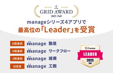 「manage」シリーズが4アプリでLeaderを連続受賞