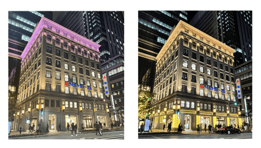 明治屋京橋ビルにて冬の夜を彩る、光のイベントを開催！
11/19(水)、20(木) ボージョレ・ヌーヴォーライトアップ
11/21(金)～ ウィンターイルミネーション