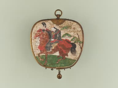 4. 木製彩色婦人乗馬図華鬘