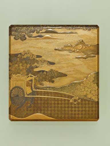 8. 御所車蒔絵硯箱