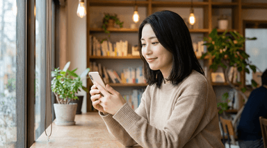 悩んでいる人がスマホで記事を見て安心している様子(2)