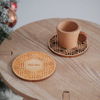 紀州材檜の和柄コースター