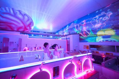 プロジェクションマッピングが踊る銭湯壁画