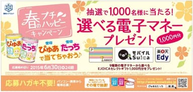 「春のプチハッピーキャンペーン　 選べる電子マネープレゼント」