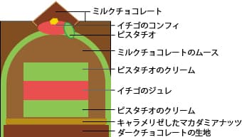 ビュッシュ ショコラ・オ・レ ピスターシュ フレーズ断面図