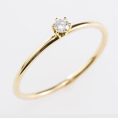 一粒天然ダイヤモンド0.06ct　k18ゴールド　華奢　美指リング