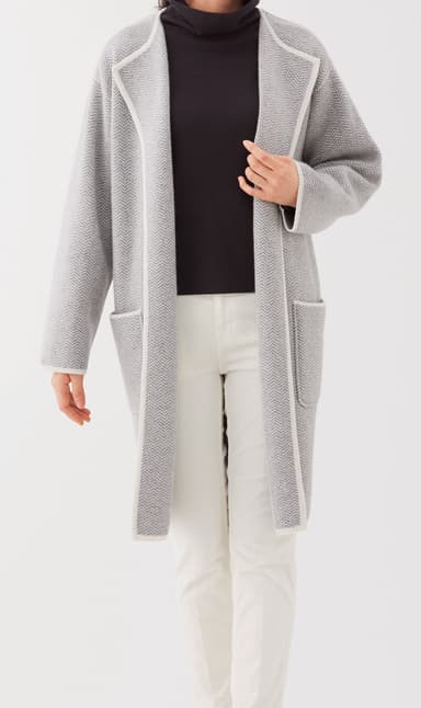 カシミヤヘリンボーンコーディガン