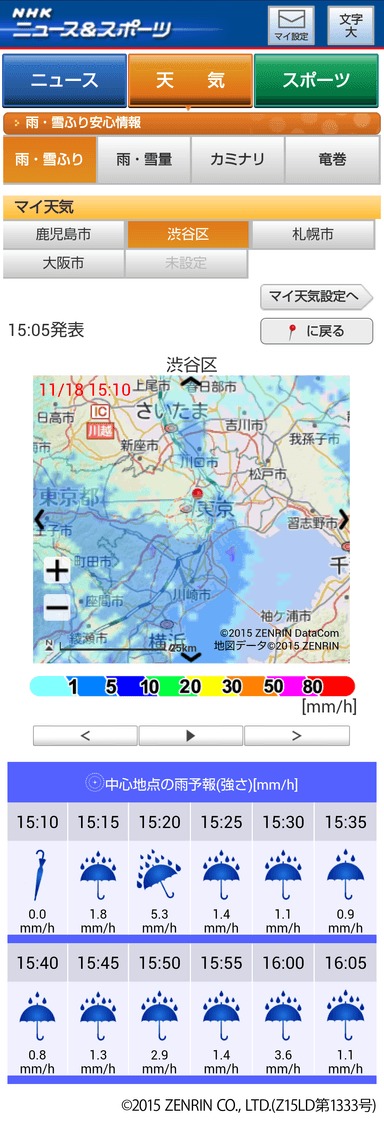 気象情報画面サンプルイメージ