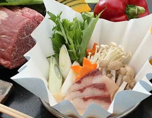 紙鍋と特選和牛のコース
