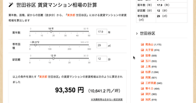 賃貸マンションの推定家賃の計算