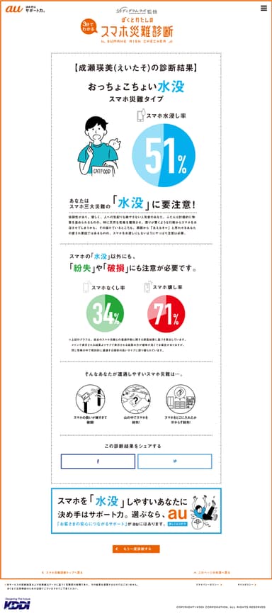 【スマホ災難診断】成瀬瑛美(えいたそ でんぱ組.inc)診断結果
