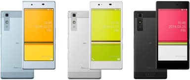 Qua phone左よりアイスブルー、シルバー、ブラック